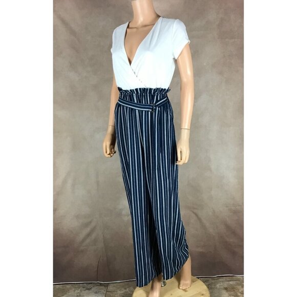 BAILEY BLUE Short Sleeve V-neck Striped Jumpsuit NWT XL - Picture 8 of 9